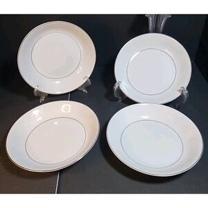 4 Montgomery Ward‎ Fine Intl. China  Shannon Soup Bowls 7 5/8 White Gold Floral
